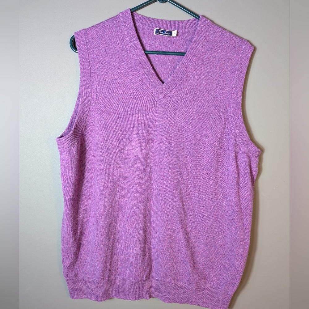 Tom James Purple 100% Cashmere Knit Sleeveless Sweater Vest L